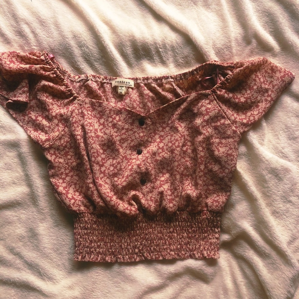 Pink floral crop top